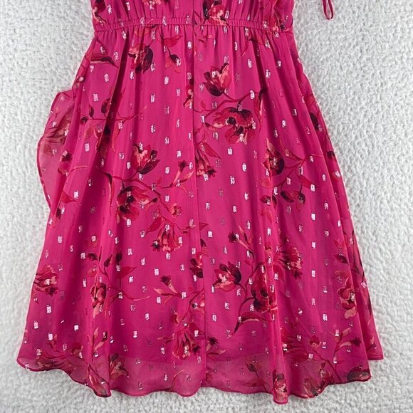 White House‎ Black Market Pink Cold Shoulder Ruffle Dress Womens Floral Size 2 - Picture 13 of 14